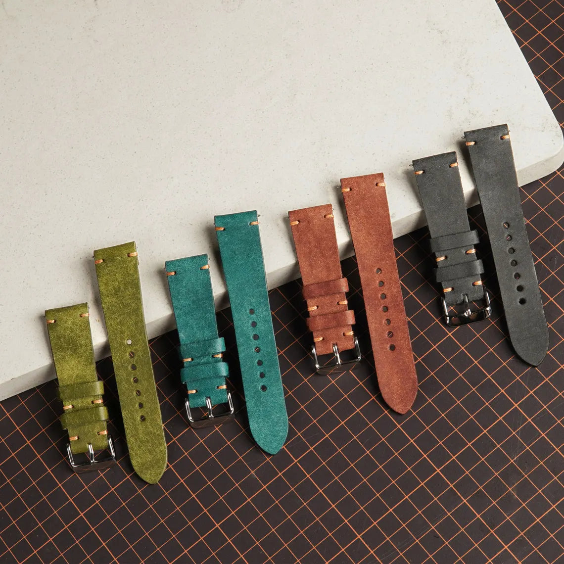 Badalassi Carlo Olive Leather Watch Strap